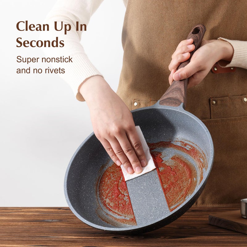 SENSARTE Nonstick Frying Pan Skillet, Swiss Granite Coating Omelette Pan, Healthy Stone Cookware Chef's Pan, PFOA Free (8/9.5/10/11/12.5 Inch) (11 Inch) - Image 5